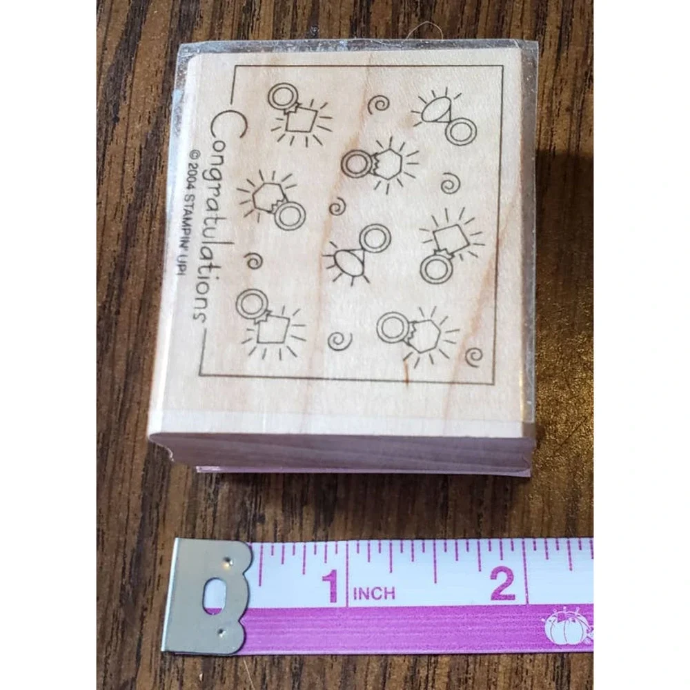 Stampin Up Wedding Ring Congratulations Wood Mounted Rubber Stamp